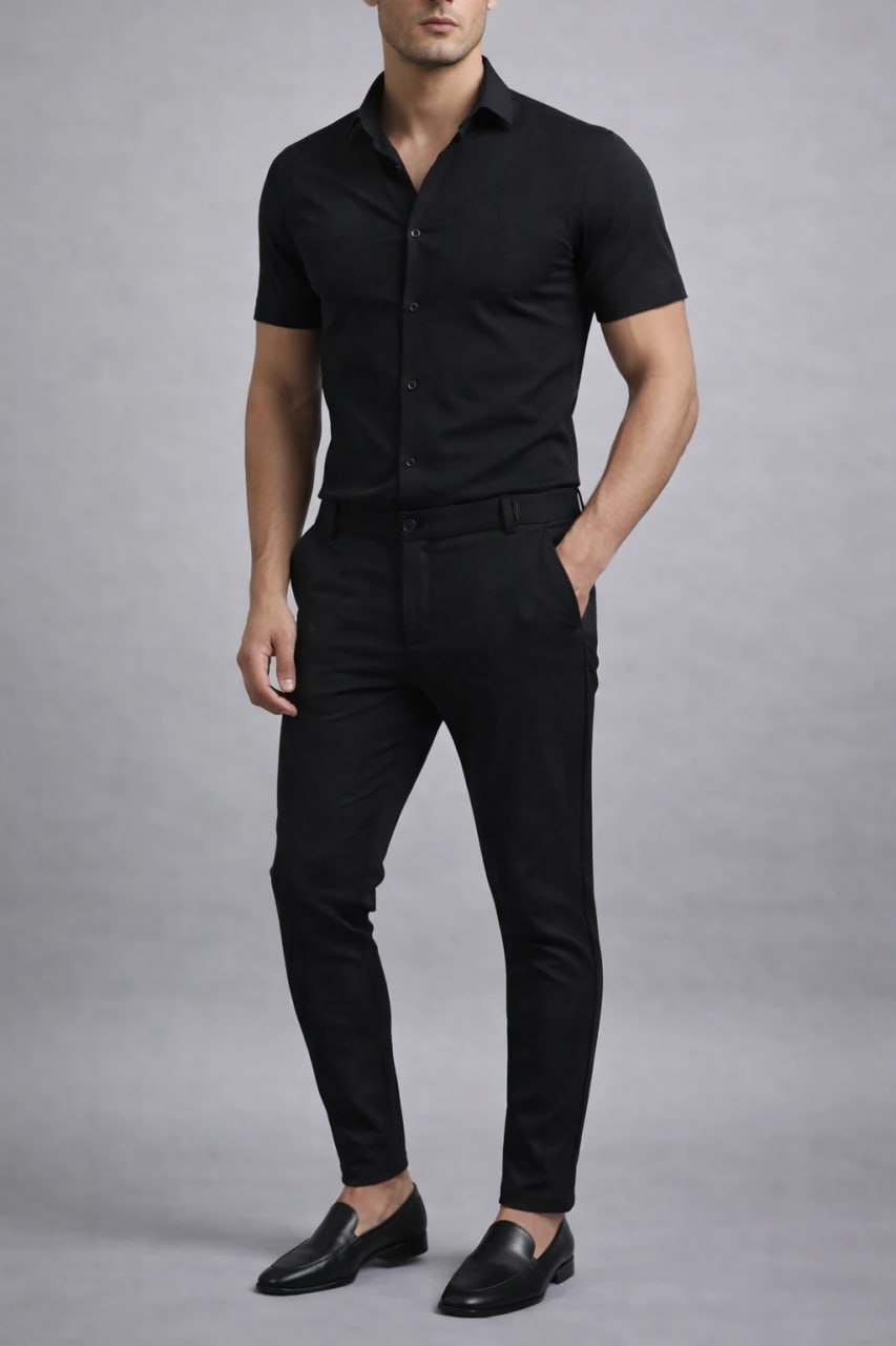 	ست شلوار و پیراهن مشکی آستین کوتاه